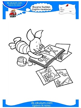 Çocuklar İçin Piglet Boyama Sayfaları 
